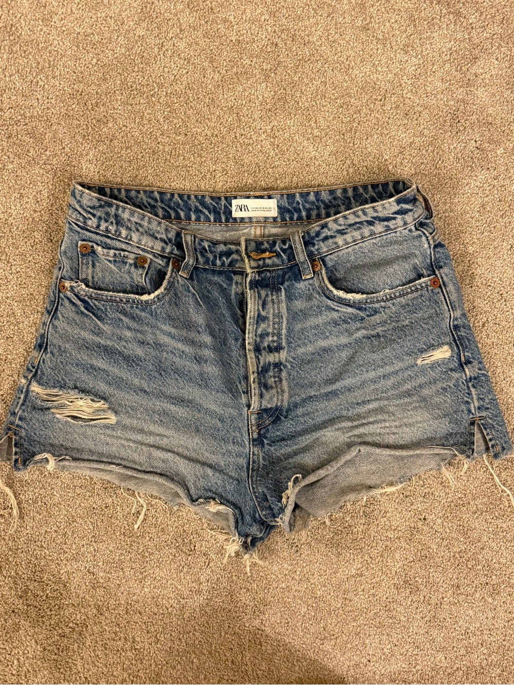 ZARA Light Blue Distressed Denim Cutoff Shorts